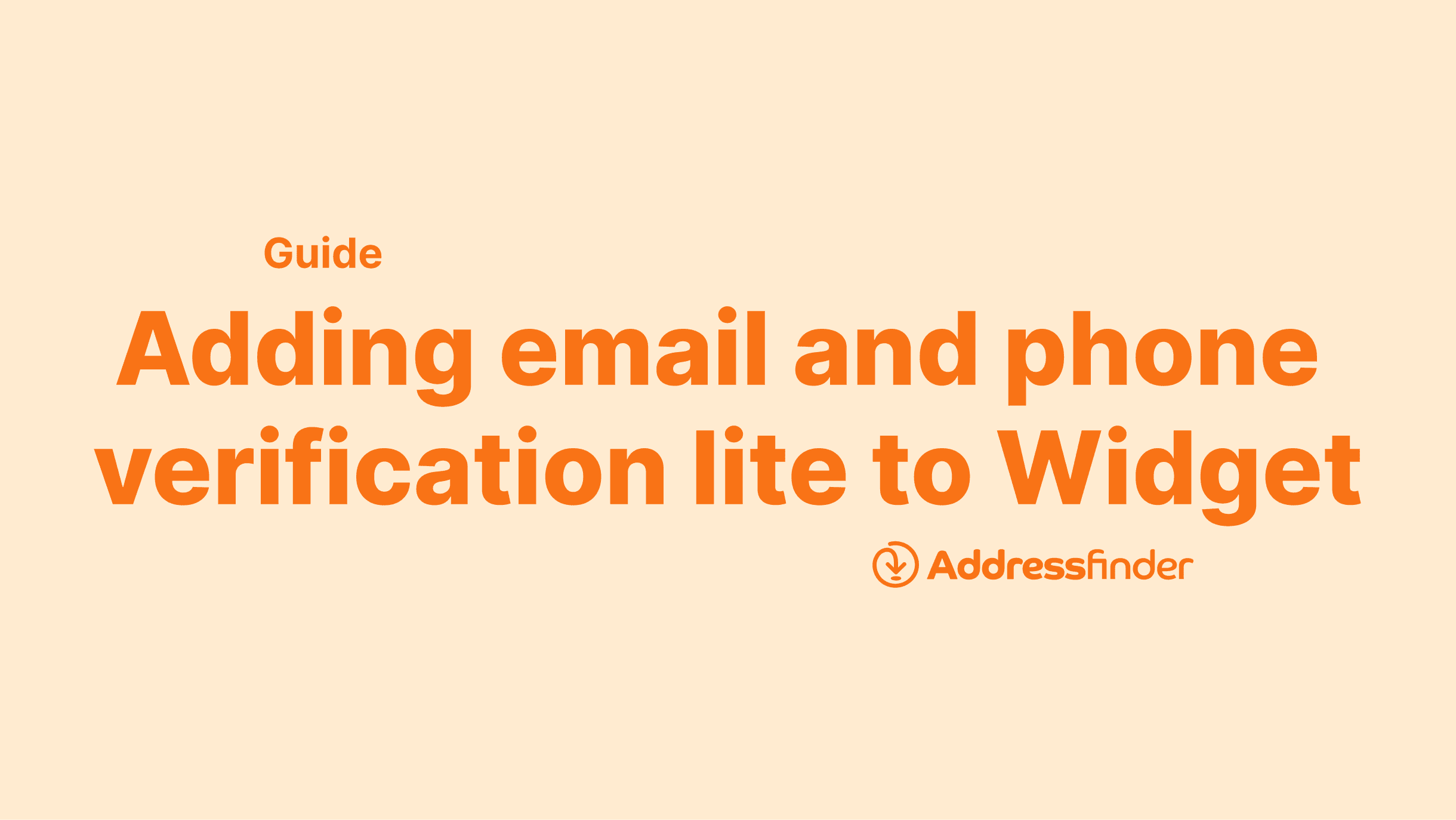 Addressfinder guide - how to add email and phone verification lite to your widget