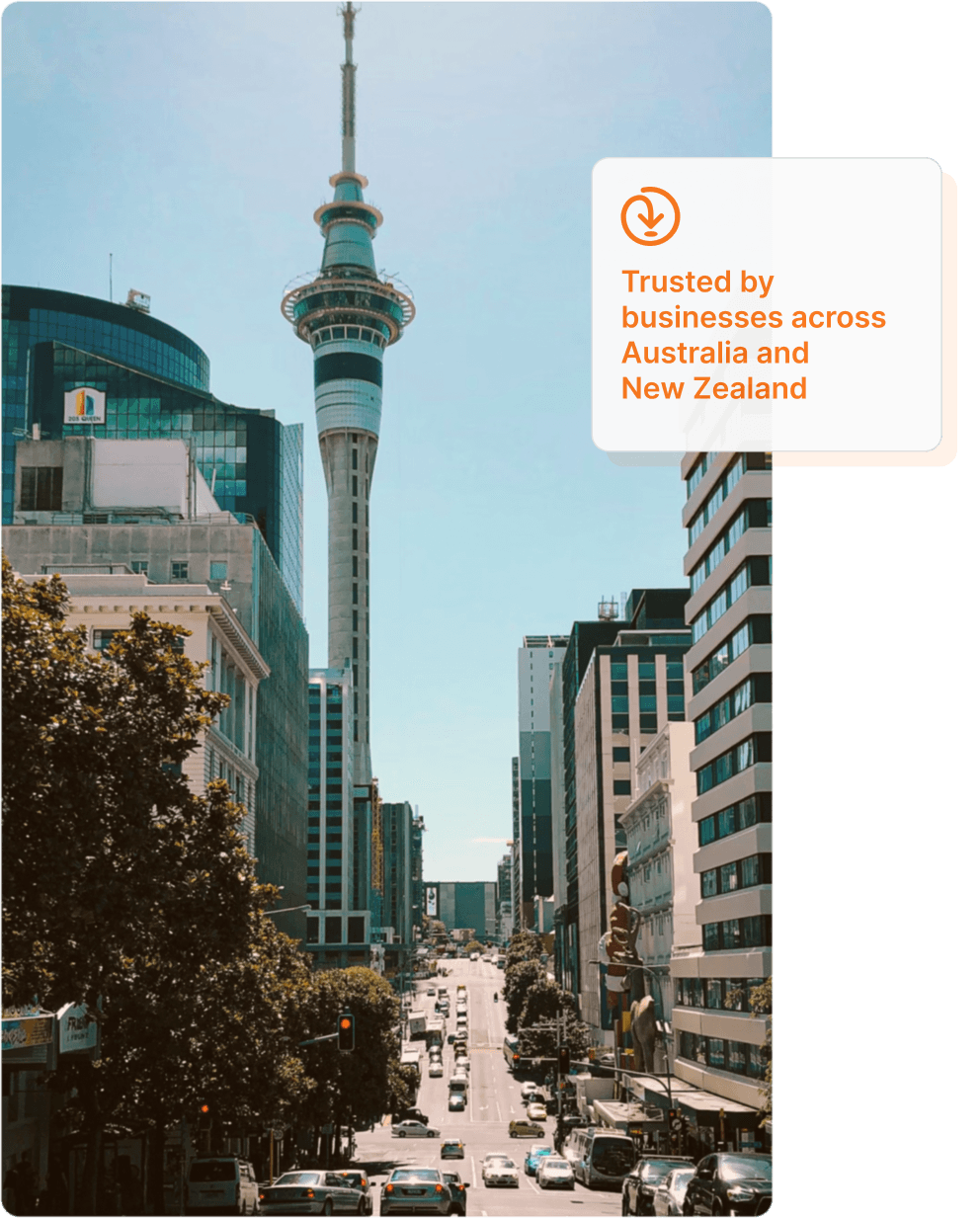 Addressfinder - trusted by businesses across Australia and New Zealand with Auckland background