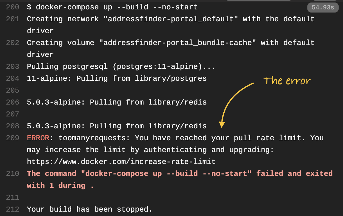 lines of code outlining the toomanyrequests error