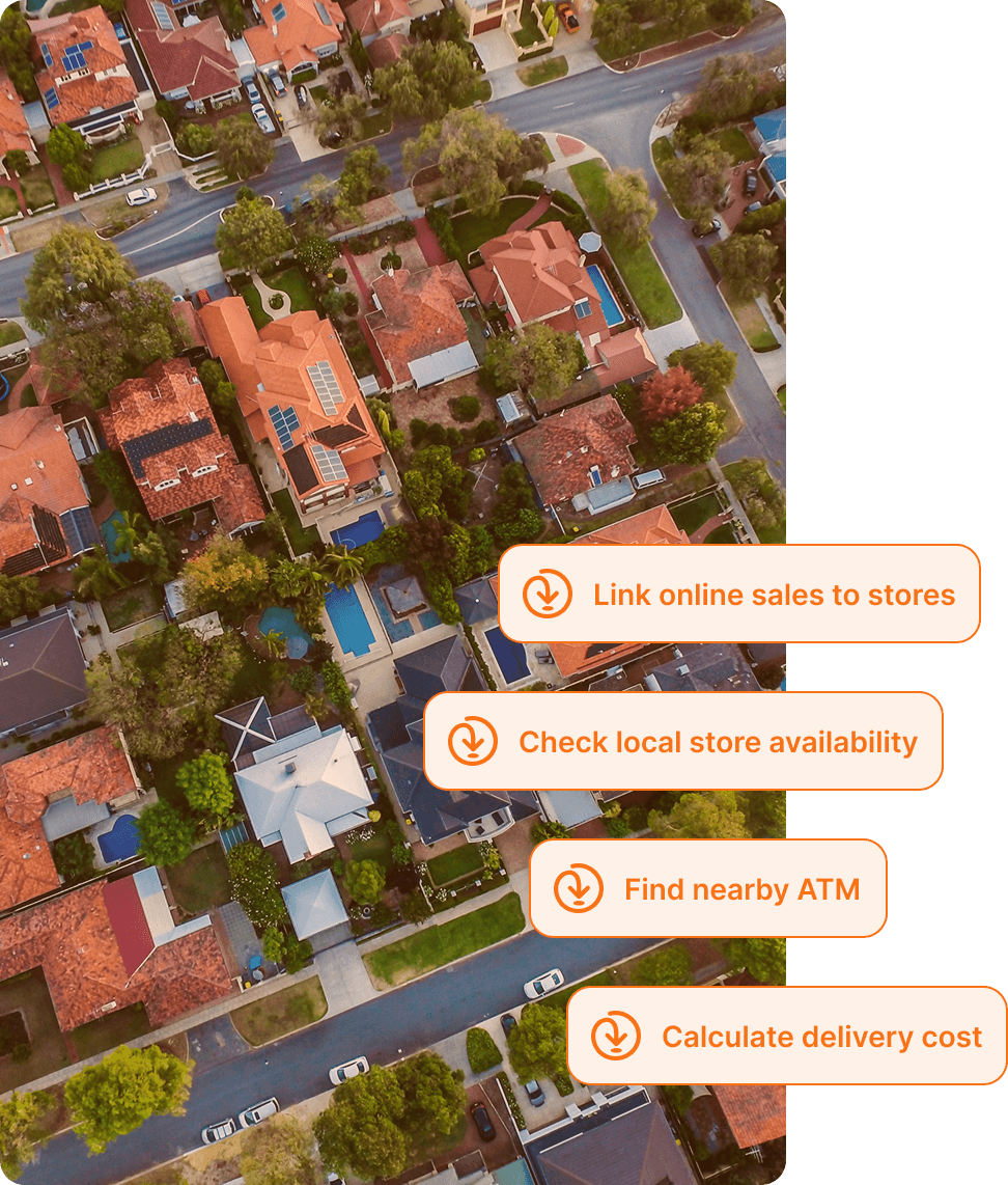 image of houses with over laid text outlining benefits of location autocomplete