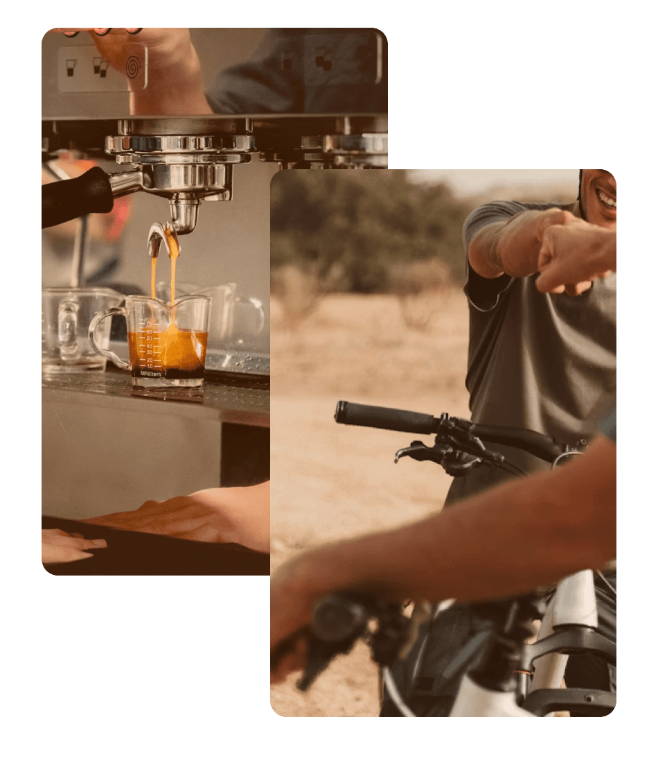coffee machine and people drinking coffee