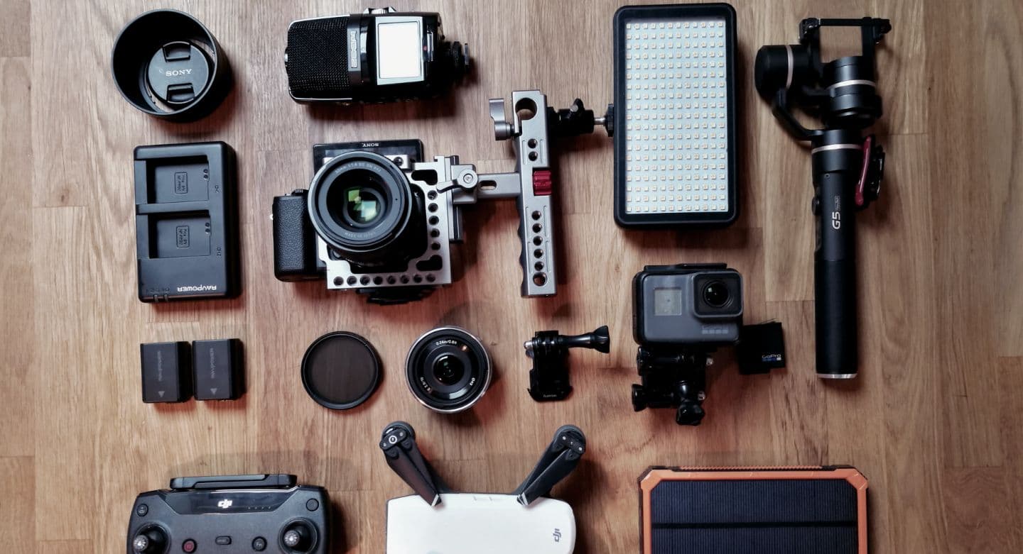 camera and recording equipment on table