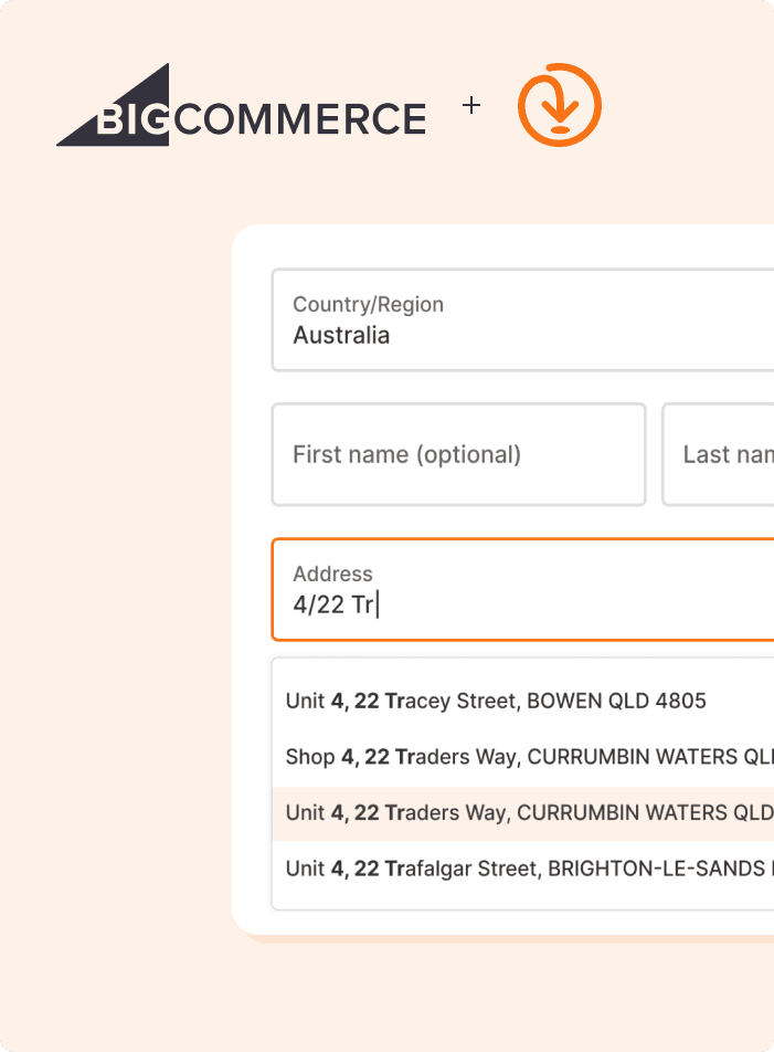 Addressfinder BigCommerce plugin, address autocomplete, address verification