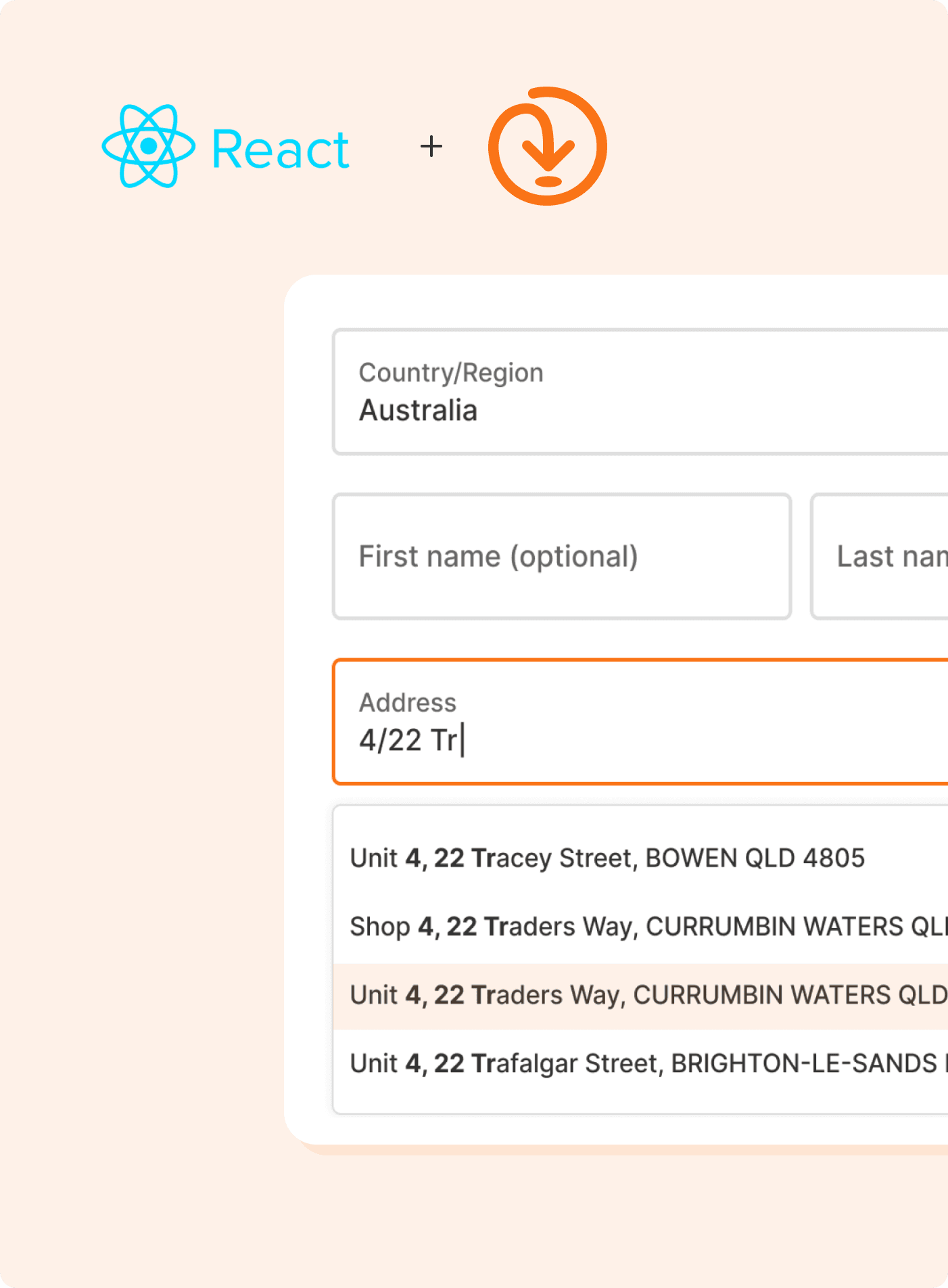Addressfinder React integration, address verification and autocomplete