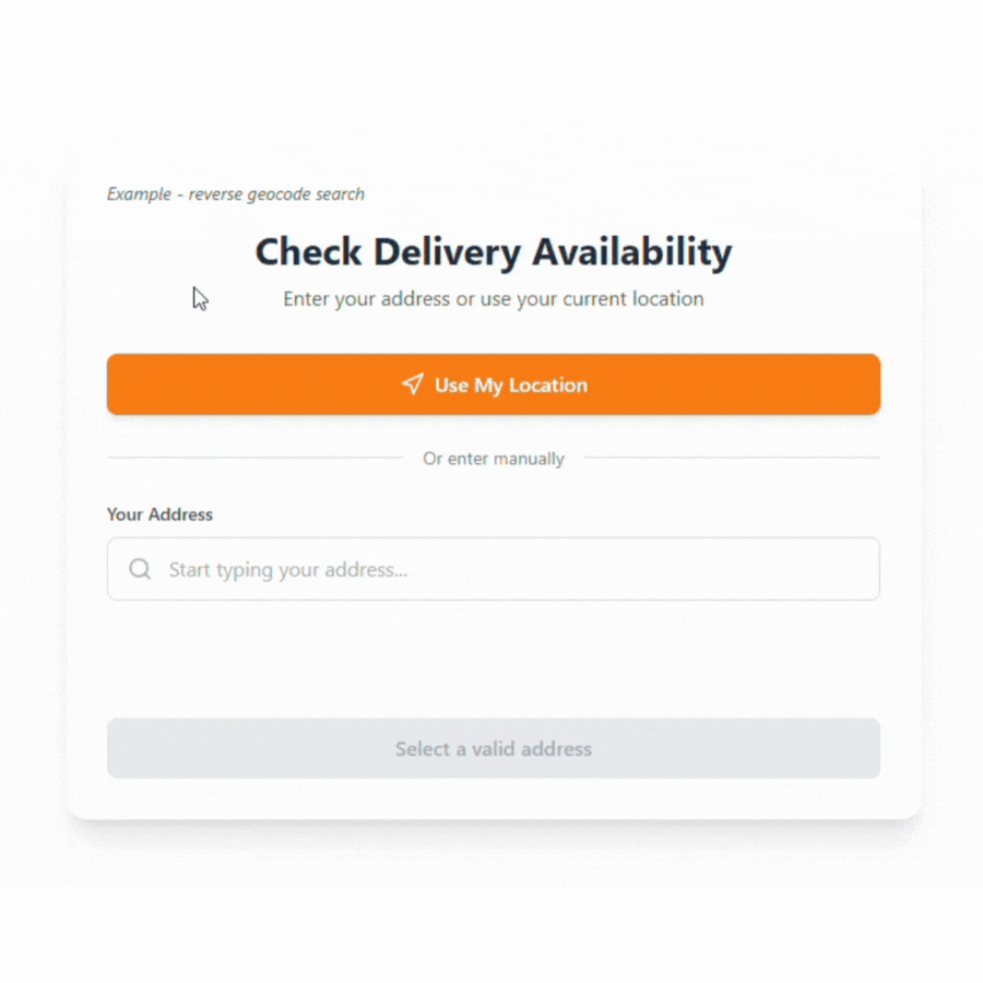 animated image of reverse address geocoding example
