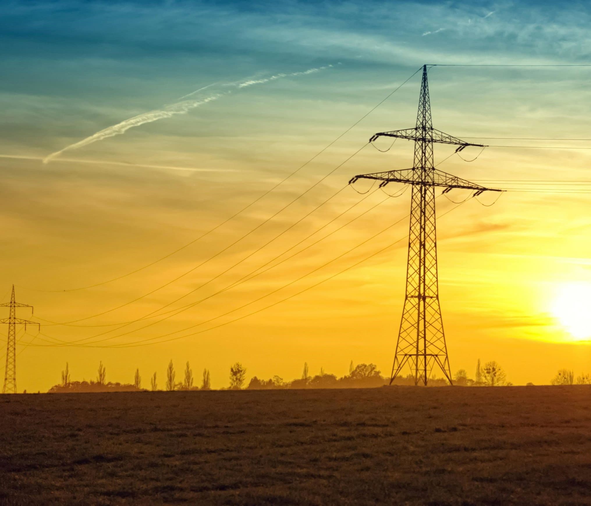 power lines in an open field