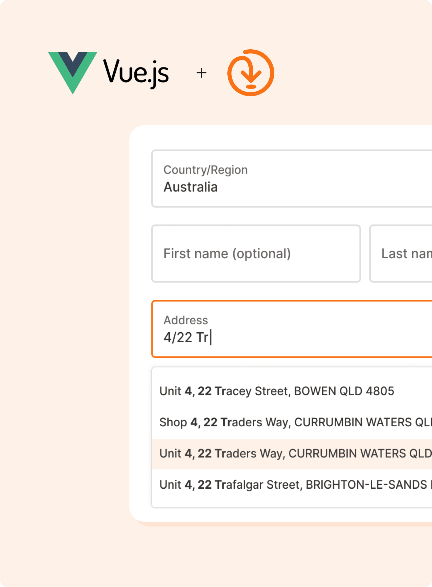 Addressfinder Vue.js integration - address verification and autocomplete