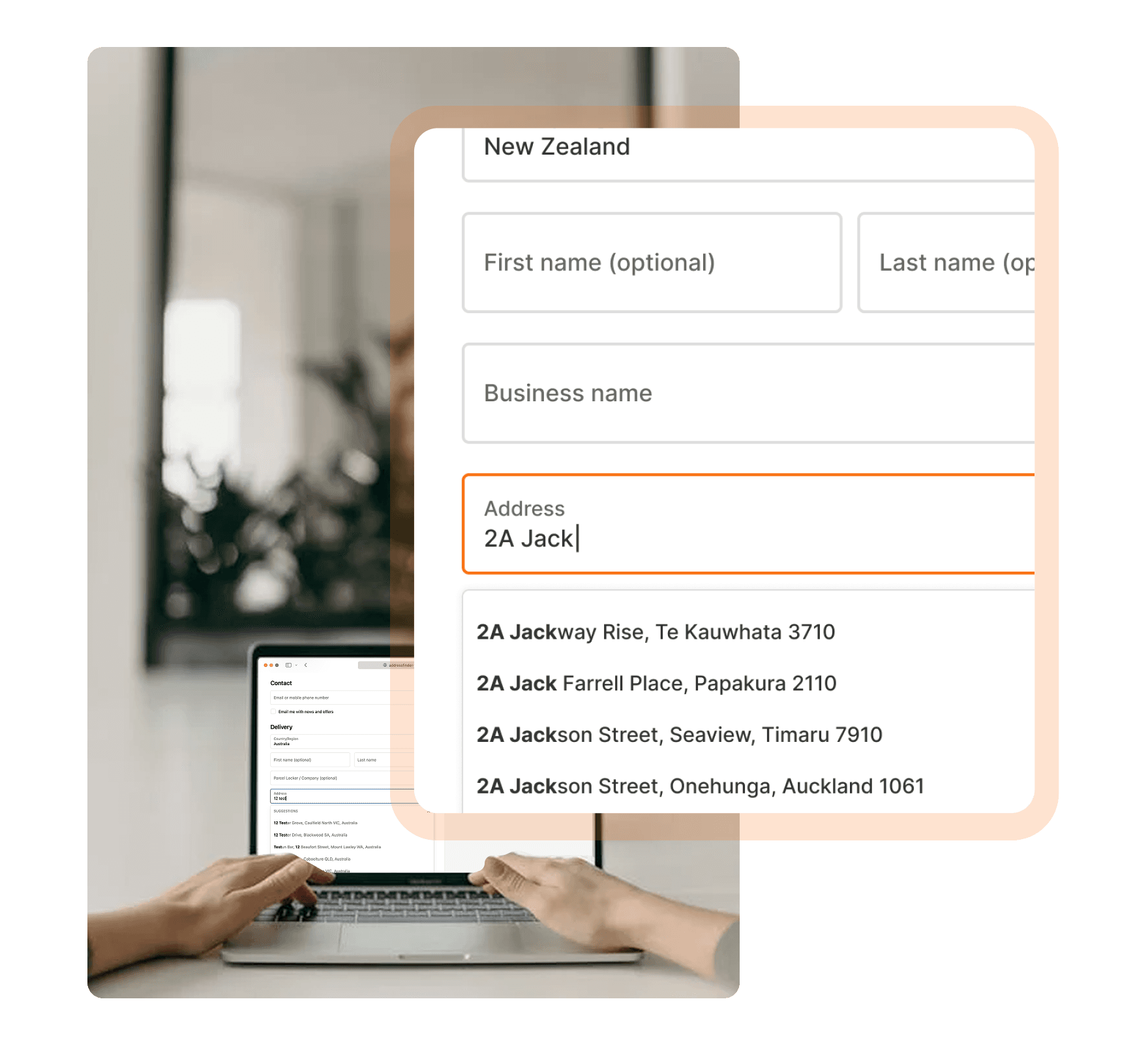 example of address autocomplete, suggesting addresses based on realtime input
