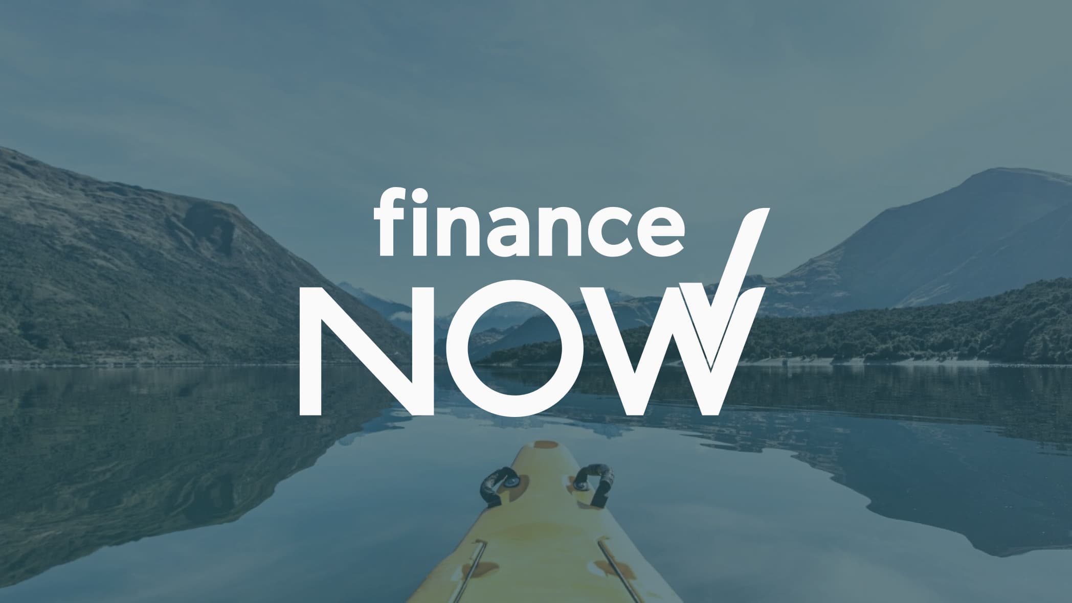 Finance Now logo over outdoors panorama