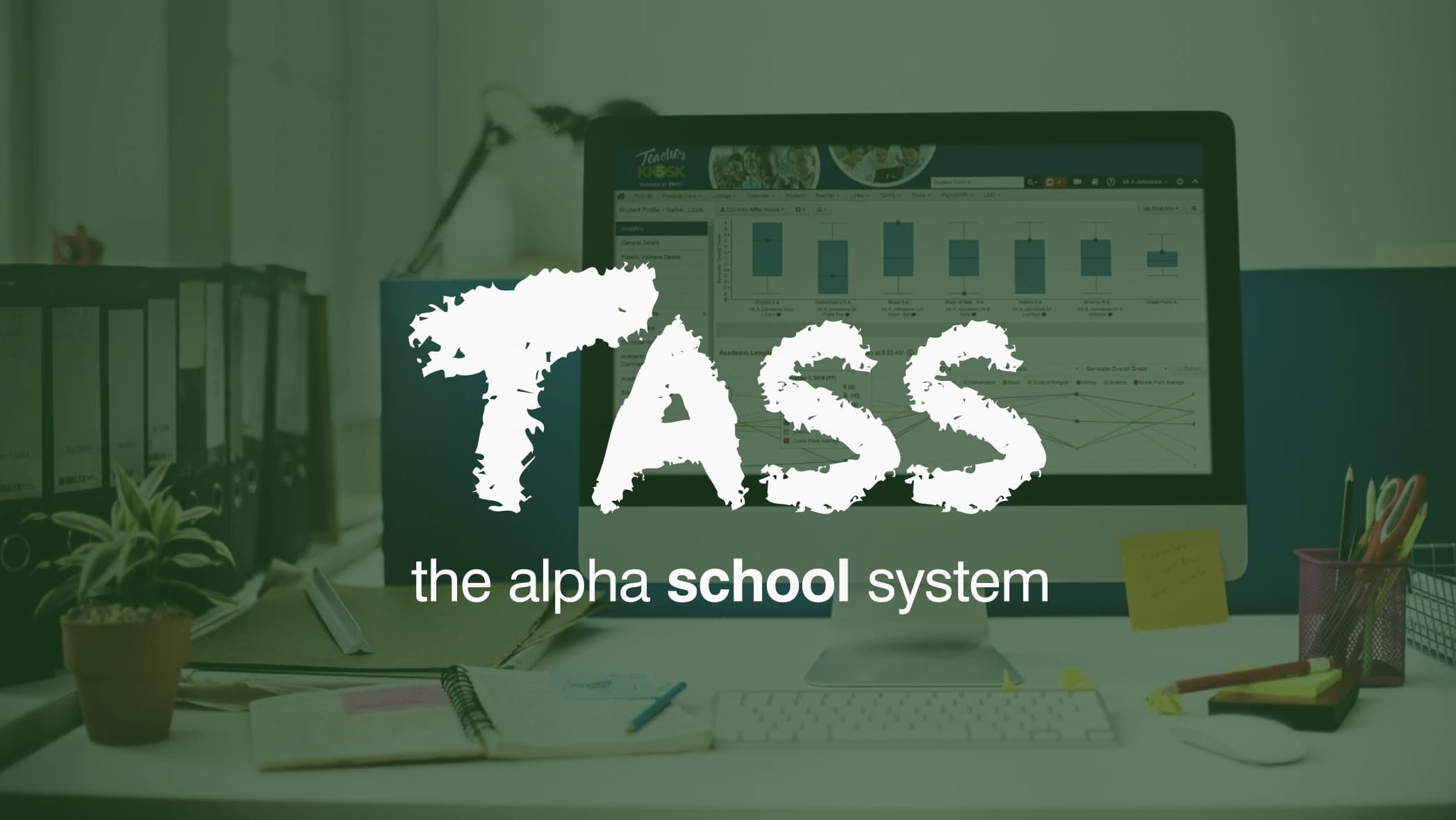 The Alpha School System logo with background