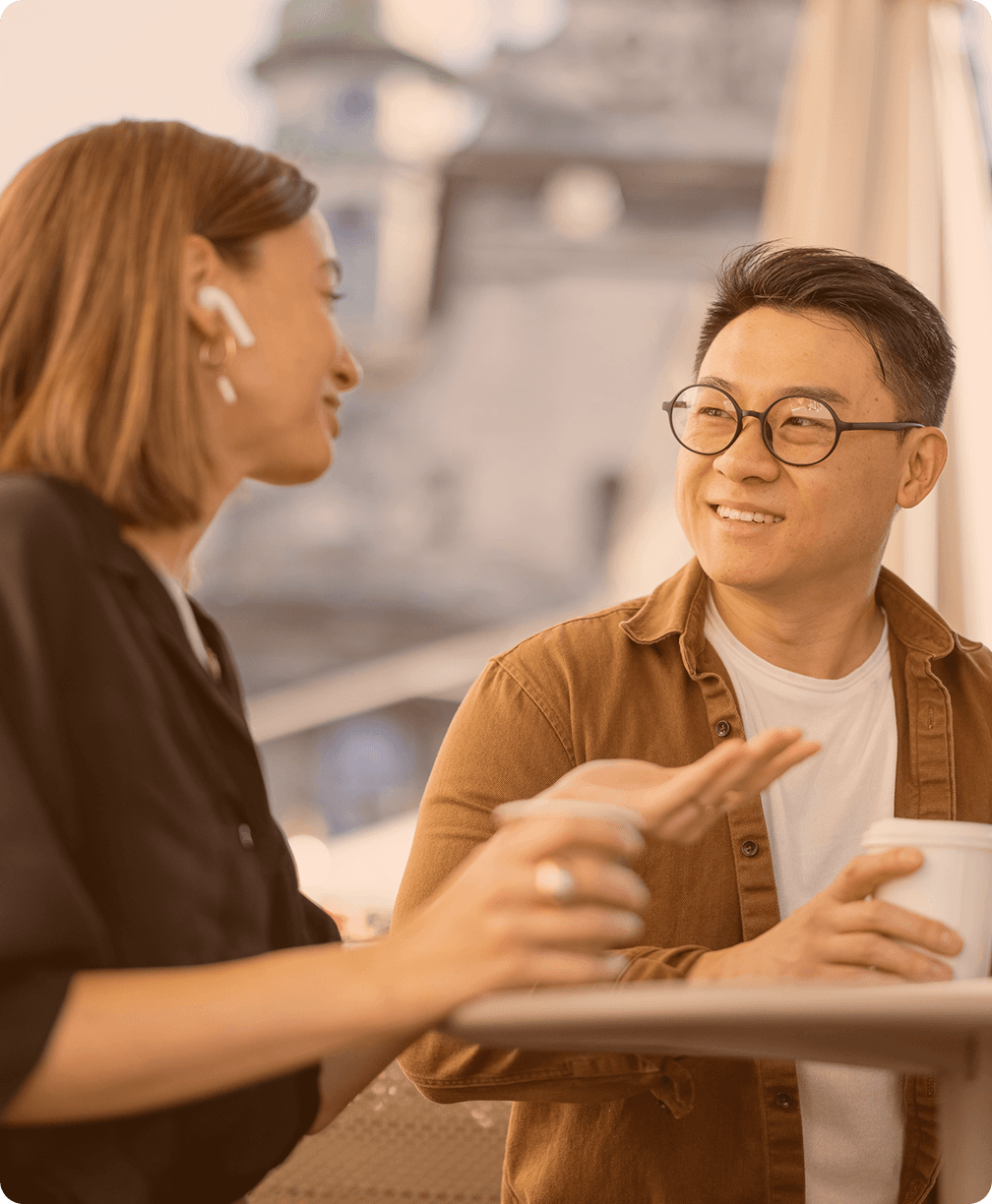 casual business meeting over coffee