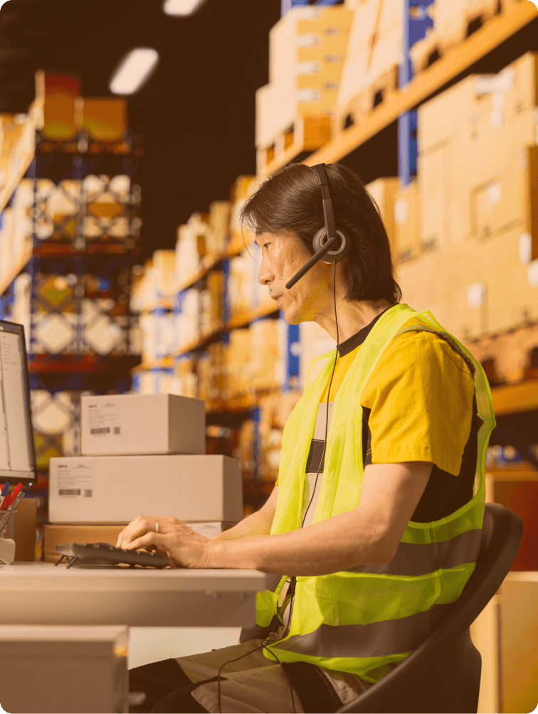 logistics worker verifying addresses for accurate delivery