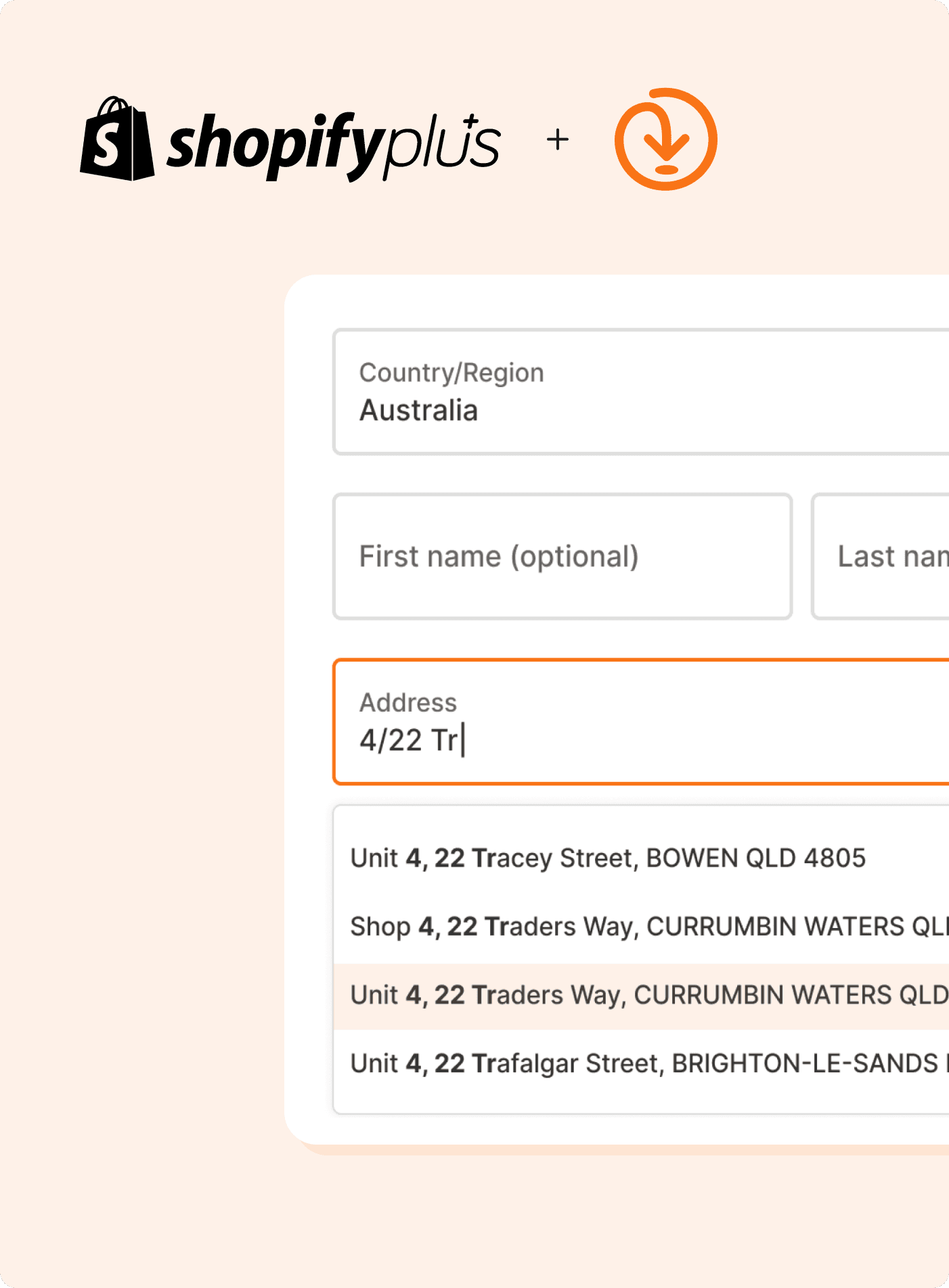 Addressfinder Shopify Plus integration for address autocomplete and address verification
