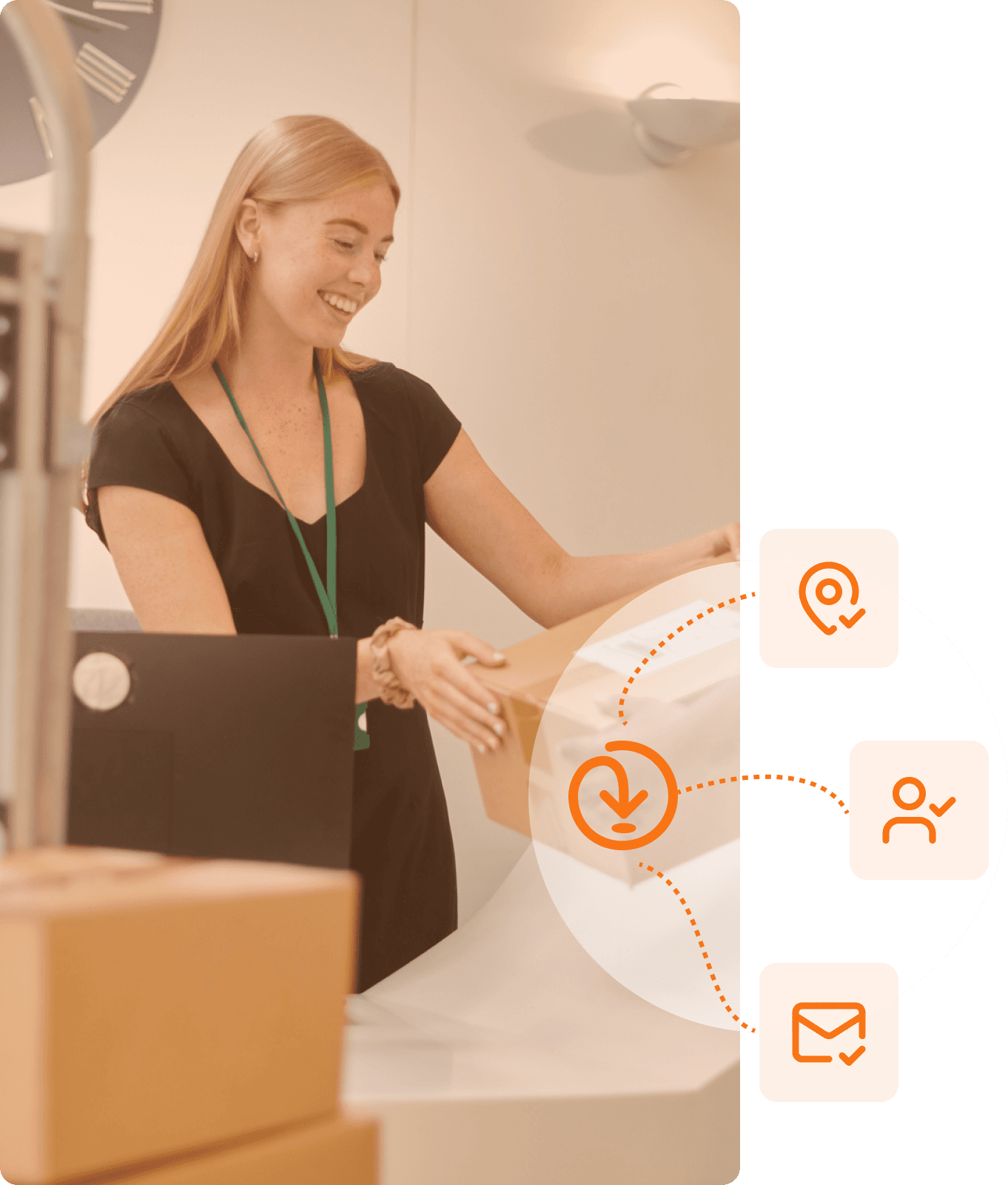 person holding package