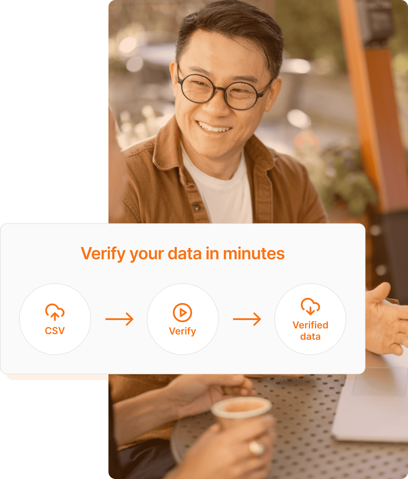 image overlaid with text verify your data in minutes