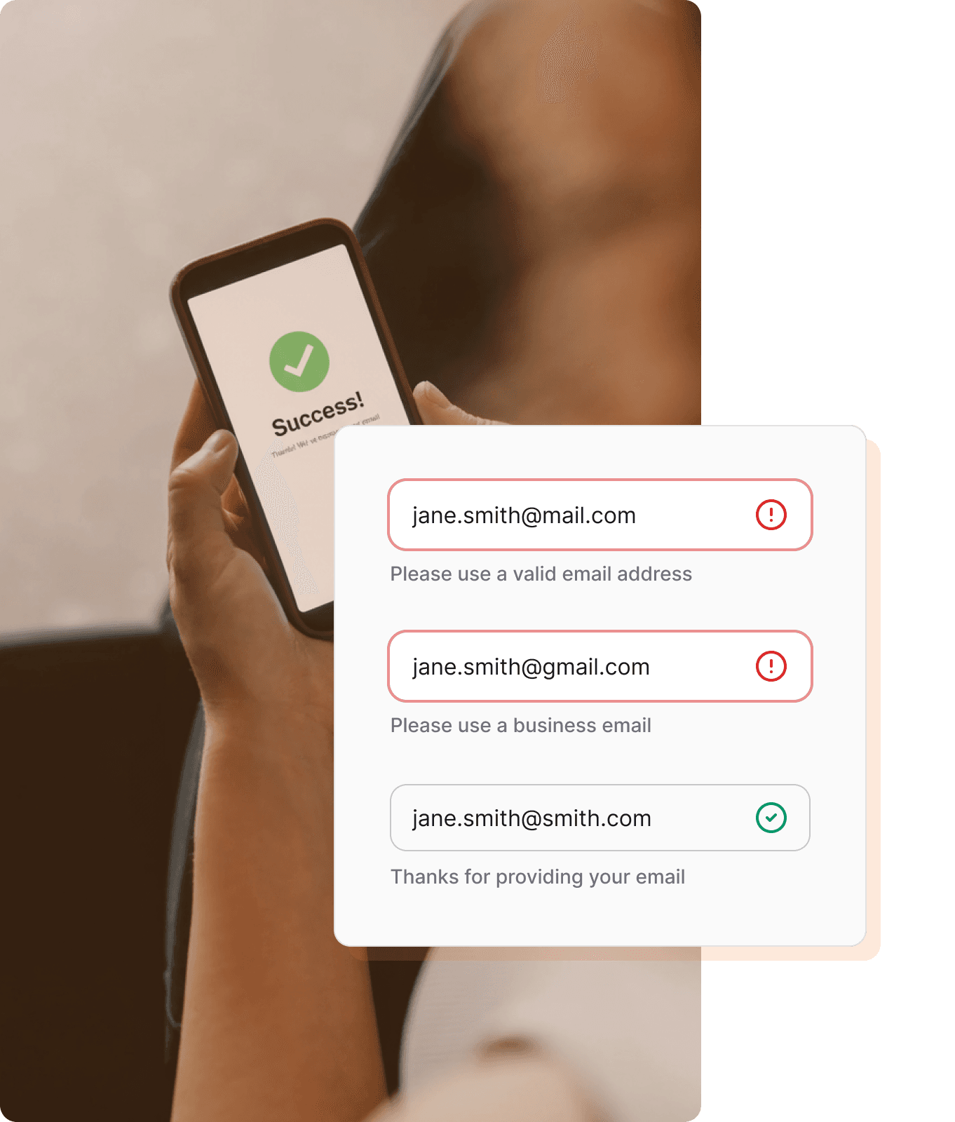 in form email verification example showing email syntax and domain checks
