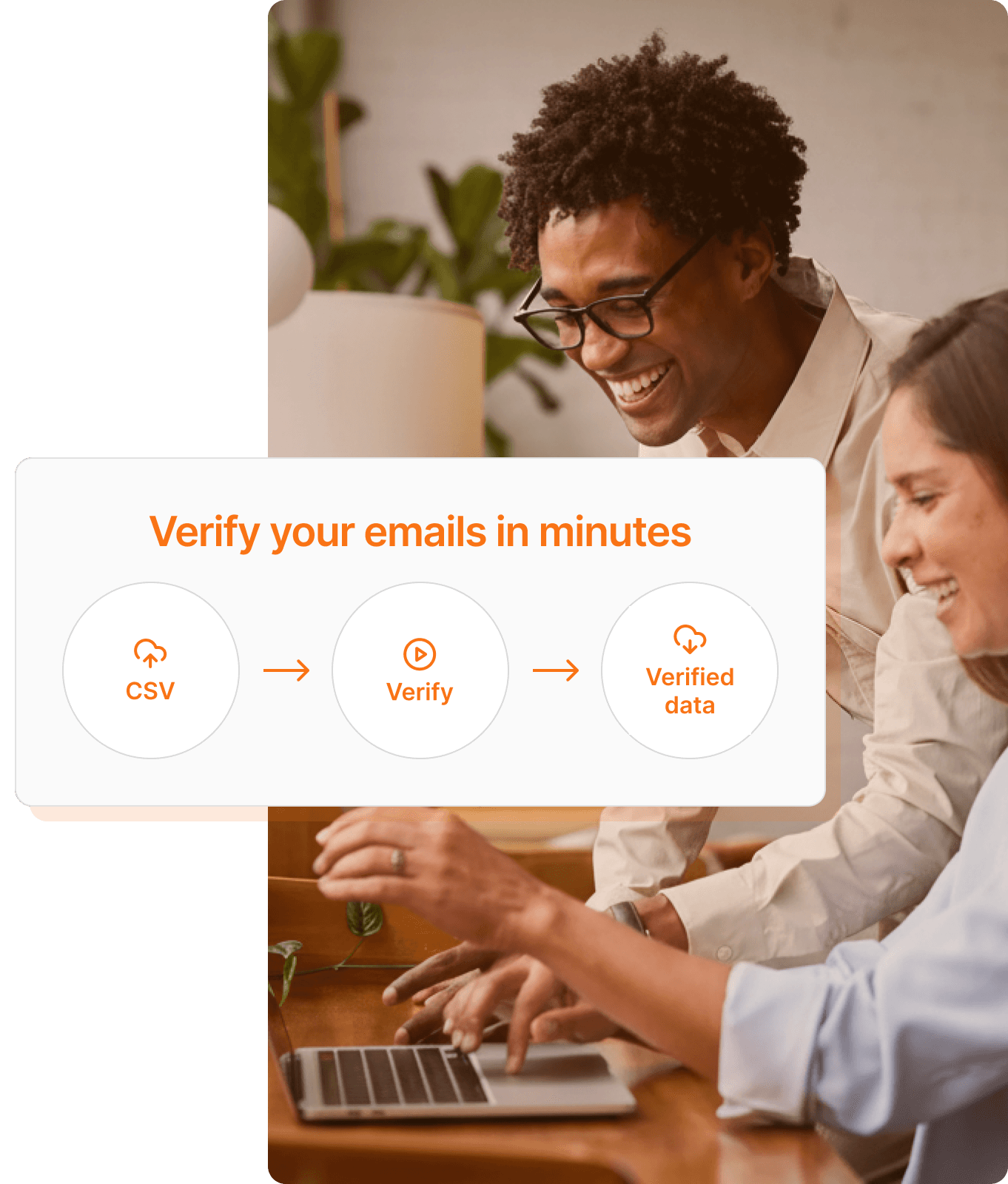 Bulk email verification process, upload csv, verify, download csv