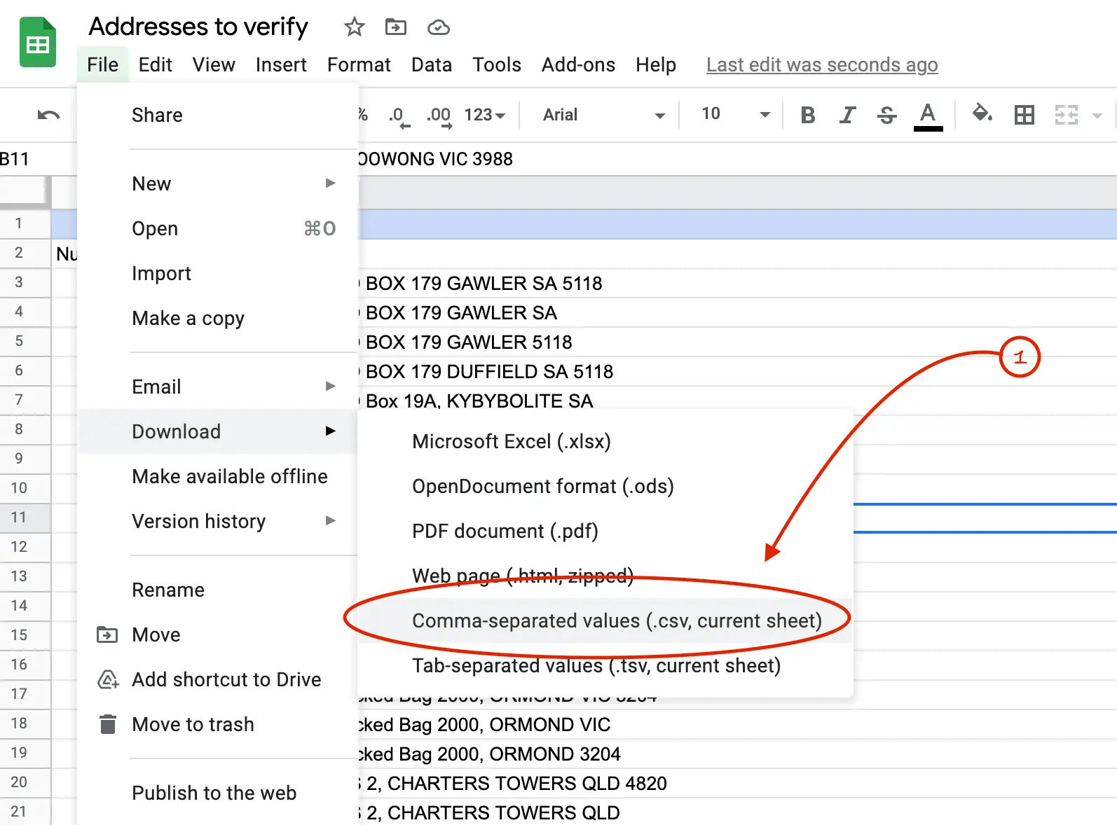 AU Address verification, step 1