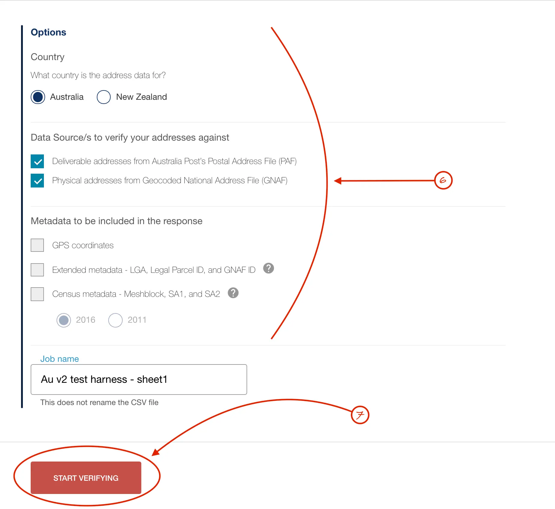 AU Address verification, steps 6 and 7